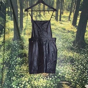 3/$30 Pleather skirt with overall bib and pockets